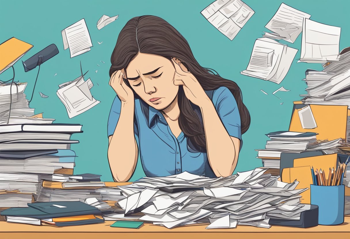 v2-rnij1-fqork frustrated women at desk holding her head with hands